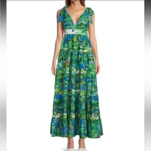 Antonio Melani Talita Maxi Dress Pool Tropical Palms Print Long Flowing